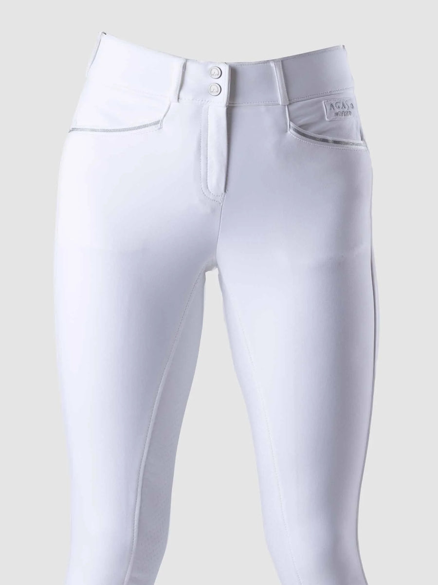 Winter Fleece Lined Breeches Knee grip- White