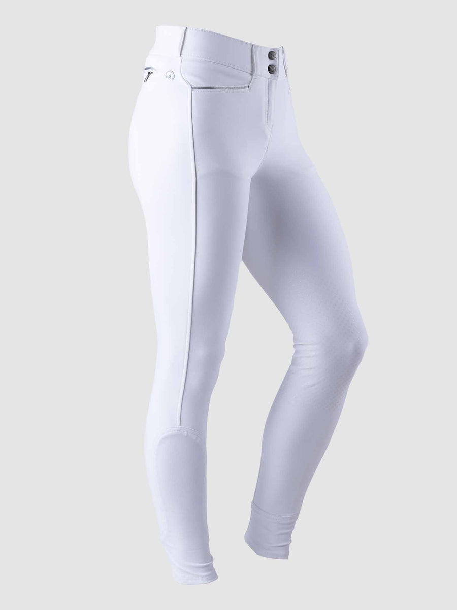 Winter Fleece Lined Knee Grip Breeches - White