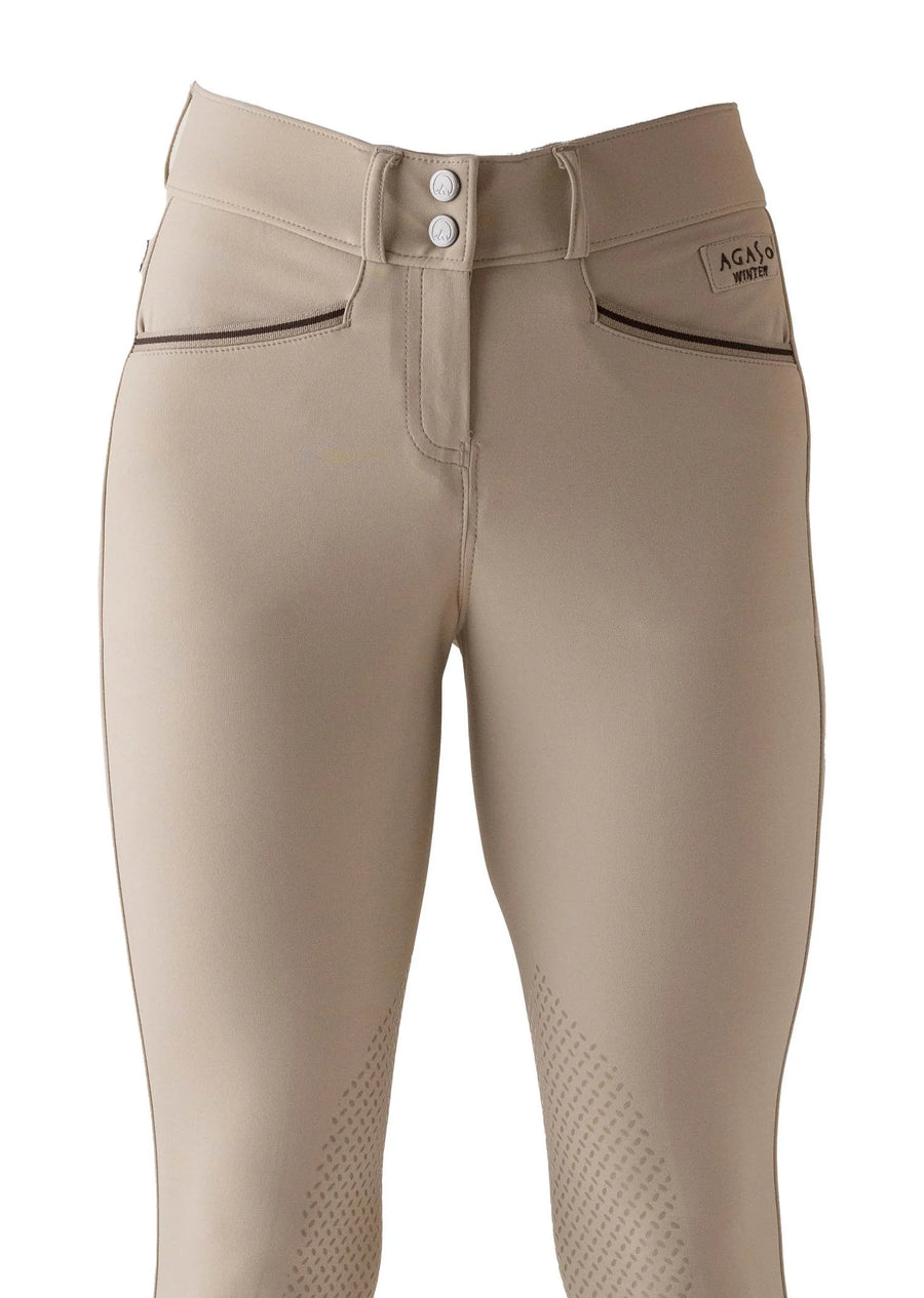 Winter Fleece Lined Breeches - Beige (knee grip)